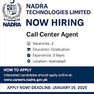 NADRA Technologies Limited Hiring Call Center Agents